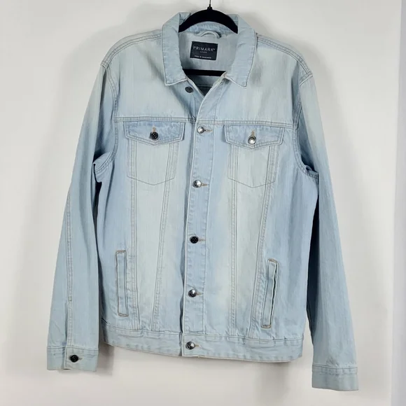 Primark Distressed Blue Denim Jean Jacket Size Large - Picture 3 of 8
